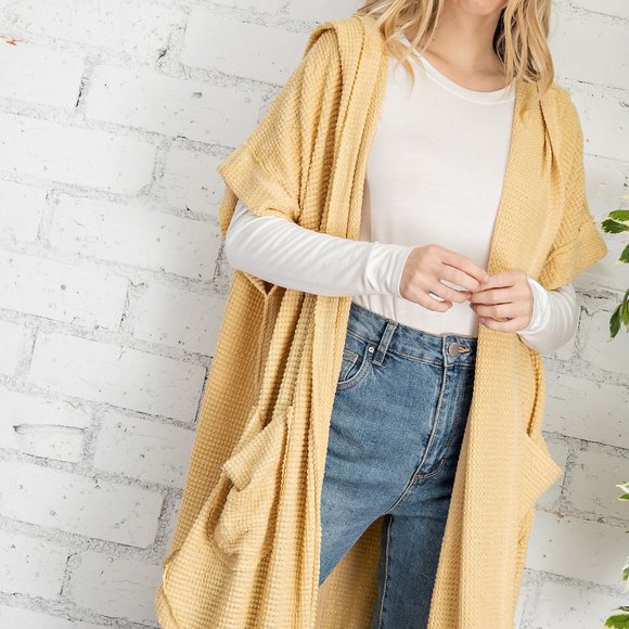 143 Story Sweaters - Medium Length Sleeve Cardigan with a hood